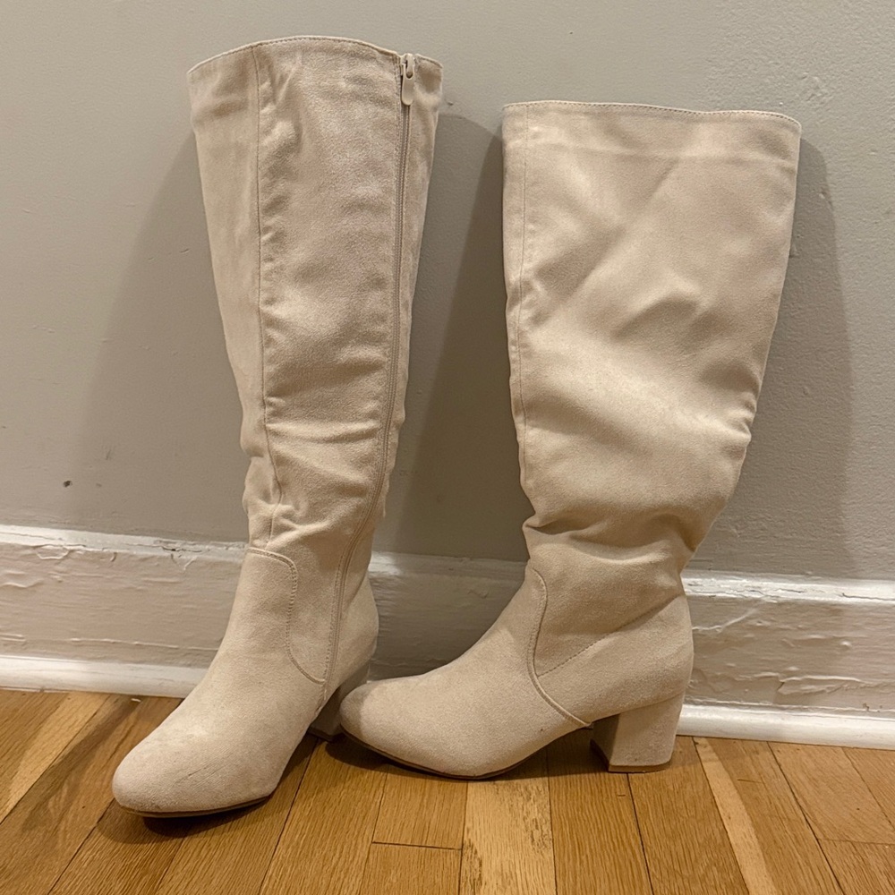 Cream Heeled Boots